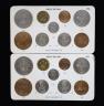 George VI specimen coin sets for 1950 and 1951, second issue, including 1950 threepence, aUNC, 1951 threepence and penny, both EF                                                                                           