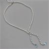 A single strand freshwater pearl and blue topaz tassel drop necklace, with 9ct gold clasp, approx. 60cm.                               