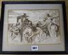 After Veronese, ink and wash, figures on horseback, bears signature, 18 x 26cm                                                         