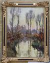 Rene de Baugnies (1869-1962), oil on card, 'Etang en Foret de Soignes', signed, 23 x 17cm                                              