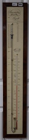 A modern 'Admiral Fitzroy' barometer by Toricelli, in walnut frame H.104cm                                                             