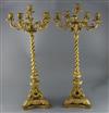 A pair of 19th century French ormolu six light candelabra, height 28in. diameter 12in.                                                 