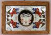 A 19th century Qajar painted and reverse painted mirror, 9.75 x 16.5in., cracked                                                       