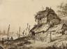 Thomas Sydney Cooper (1803-1902), sepia wash over pencil, 'On the river bank', signed and dated 1830, 11 x 15cm                                                                                                             