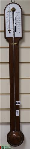 A modern mahogany stick barometer by Rapport, London H.90cm                                                                            