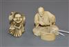 Two Japanese netsuke Carpenter 4.5cm high                                                                                              