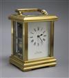 A large French gilt brass carriage clock                                                                                               