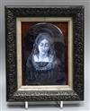 A framed Limoges porcelain plaque of The Virgin Mary                                                                                   