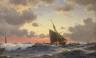 Christian Eckhardt (1832-1914), oil on canvas, Off Skagen at Sunset, signed and dated 1867, 20 x 31cm                                                                                                                       
