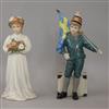 Two Royal Copenhagen limited edition figures "Pontus" by Carl Larson, number 433 of 7500, 18cm and "Lisbeth", number 14 of 7500, 17 cm 