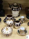 An Imari lustre pottery breakfast set and a pair of Vienna style cabinet coffee cups and saucers                                       