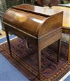 An Edwardian inlaid mahogany cylinder roll top desk W.91cm                                                                             