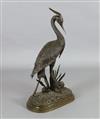 After Jules Moigniez. A bronze model of a heron, H.37in.                                                                               