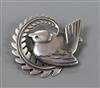 A Danish Georg Jensen sterling silver stylised bird and branch brooch, no. 309 50mm.                                                   