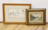 Old Master, pen and ink, Scholars in discussion, 11 x 20cm and a small 19th century watercolour, 9 x 13cm                                                                                                                   