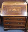 An Edwardian inlaid mahogany bureau W.74cm                                                                                             