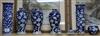 A pair of 19th century Chinese blue and white sleeve vases, three further vases and a ginger jar tallest 30.5cm                        