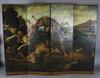 A mid 19th century four fold dressing screen, each panel W.1ft 11in. H.6ft                                                             