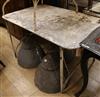 A French metal folding painted table W.126cm                                                                                           