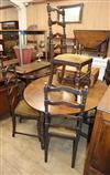 An oak gateleg table and five ladder back chairs W.152cm                                                                               