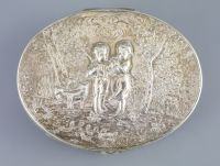 A late 18th/early 19th century French silver oval box, with hinged cover,                                                              