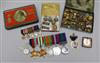 Boer War chocolate gift from Queen Victoria 1900 and WWII medal group, buttons etc                                                     