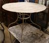 A large painted circular metal French table W.110cm                                                                                    