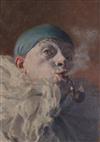 § Armand Henrion (1875-1958) Clown smoking a pipe 8.5 x 6in.                                                                           