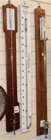 A modern 'Barometre a Siphon' and a modern mahogany stick barometer (2) H.97cm and 95cm                                                