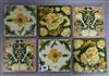 Three pairs of Art Nouveau style tiles 15cm sq.                                                                                        