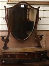 A George III and later bow fronted mahogany toilet mirror W.54cm                                                                       