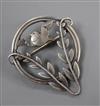 A Georg Jensen sterling 'song bird and foliage' circular brooch, no. 258, 33mm.                                                        