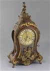 A late 19th century French ormolu mounted red boullework mantel clock, height 20in.                                                    