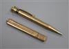 A 9ct gold Yard-O-Led propelling pencil and a another 9ct gold-cased pencil.                                                           