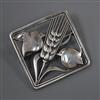 A Georg Jensen sterling 'two birds with barley ear' square brooch, no. 250, 36mm.                                                      