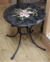 A circular faux marble occasional table on wrought iron base Diam.60cm                                                                 