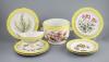 A group of Derby yellow ground botanical dessert and dinner wares, c.1790-1810                                                                                                                                              