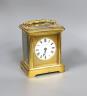 A small French brass carriage timepiece, 12cm                                                                                                                                                                               