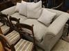 An Edwardian style upholstered settee W.215cm                                                                                          