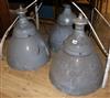 Three industrial grey enamel lamps                                                                                                     