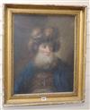 19th century Russian School, pastel, Portrait of a gentleman wearing a fur hat, 54 x 42cm                                              