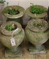 A pair of 19th century small marble Campana urns and one other pair W.24cm                                                             