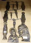 A quantity of bronze religious plaques tallest 22cm                                                                                    