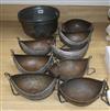 Eight tinned copper begging bowls                                                                                                      