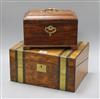 A George III mahogany tea caddy and a walnut writing slope                                                                             