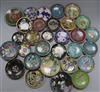 A collection of circular cloisonne small plates and pin dishes, Dia 8cm to 20cm                                                        