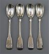 A set of four early 19th century Scottish provincial silver mustard spoons, William Jamieson, Aberdeen, 1806-1840.                     