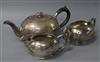 A Birks three-piece sterling silver tea service of compressed oval form, approx 21oz gross                                             