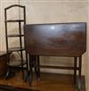 A three fold mahogany cake stand and a mahogany Sutherland table W.28cm and W.60cm                                                     