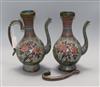 A pair of Chinese Persian market cloisonne ewers                                                                                       
